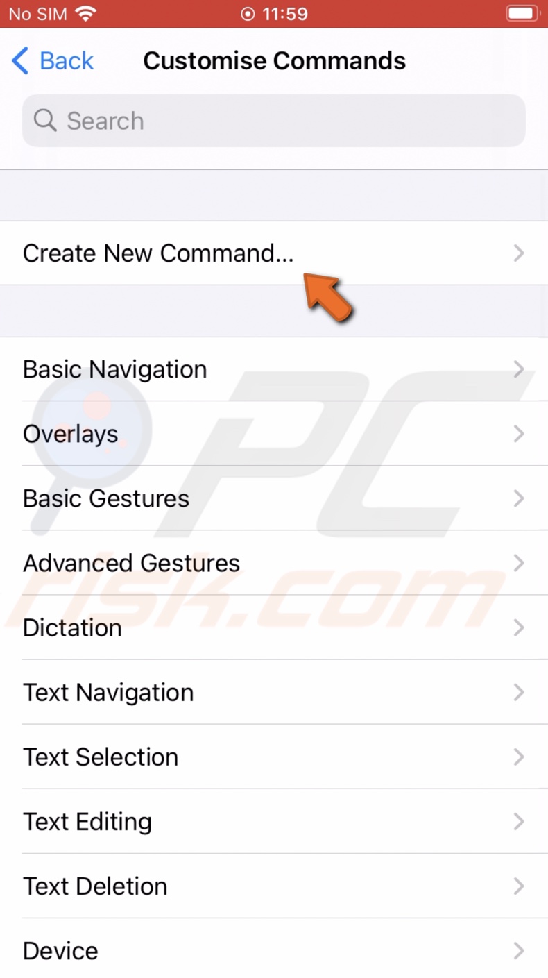 Tap on Create New Command