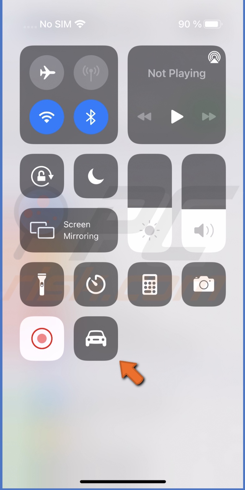 Enable the Do Not Disturb While Driving Mode in Control Center