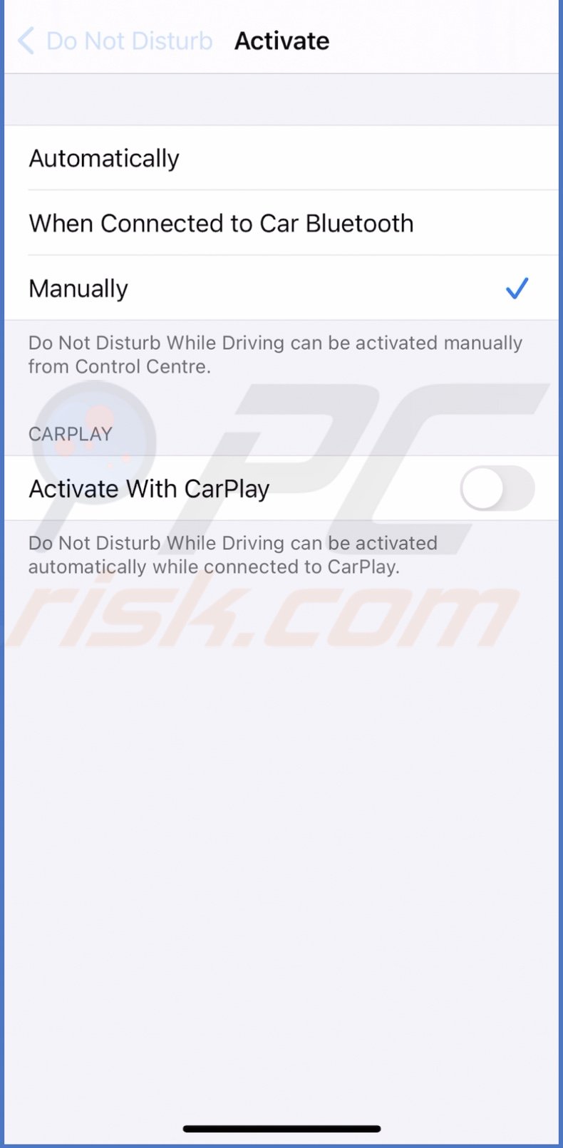 Select how you want to activate the feature
