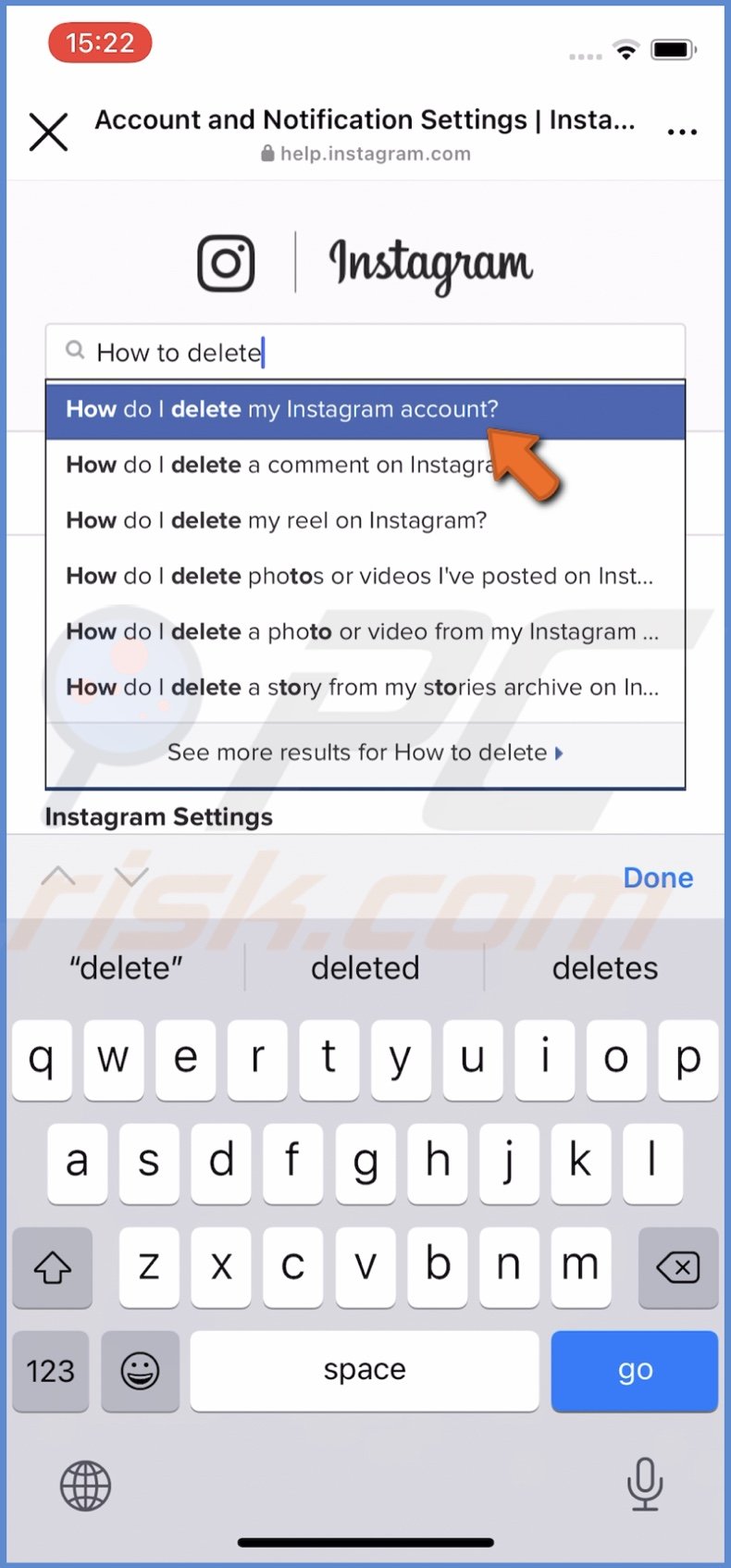Enter How do I delete my Instagram account