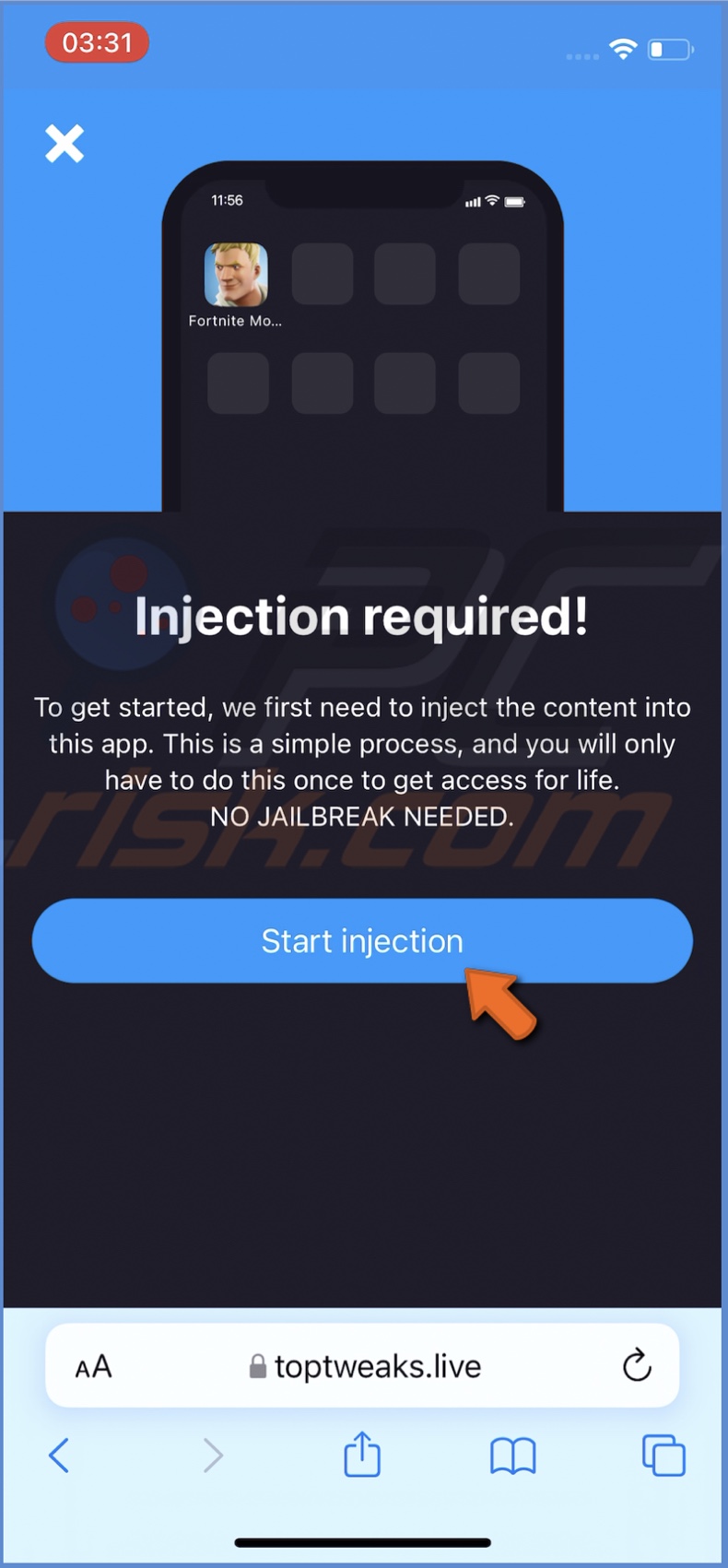 Tap on Start Injection