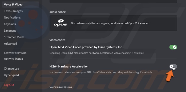Disable H.264 Hardware Acceleration