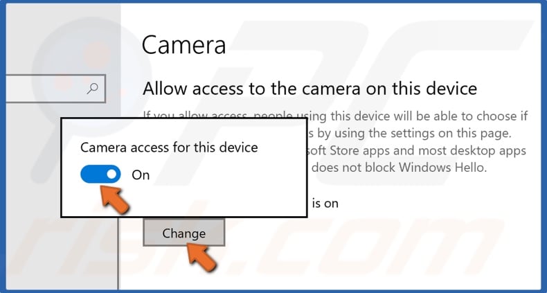 Allow your device to access your camera
