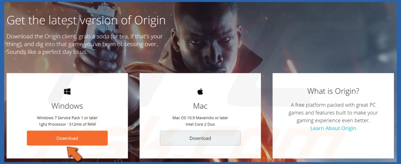 Click Download to get Origin for Windows