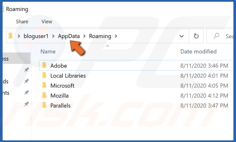 Then click Appdata in the address bar