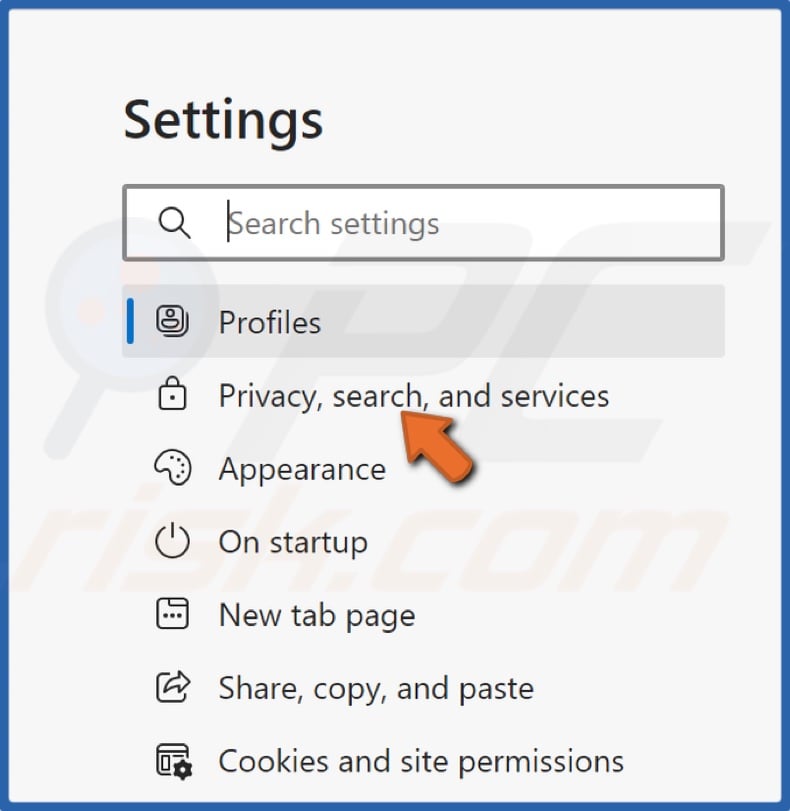 Select Privacy, search, and services
