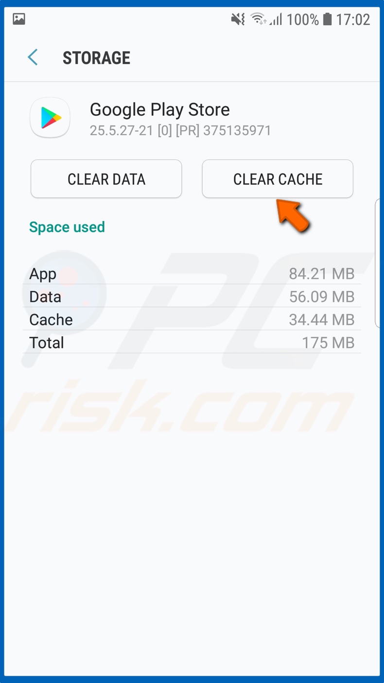 Tap on Clear Cache