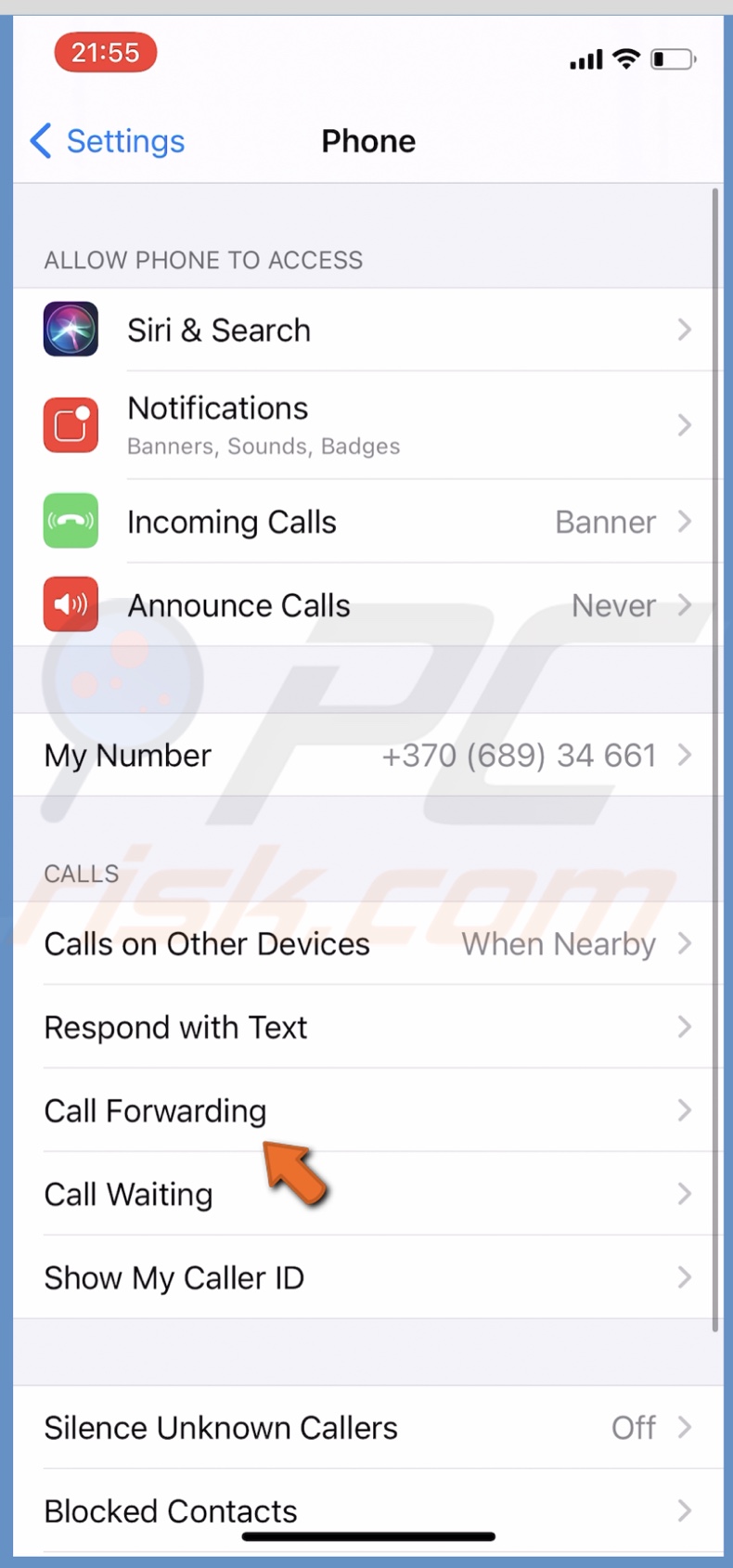 Tap on Call Forwarding