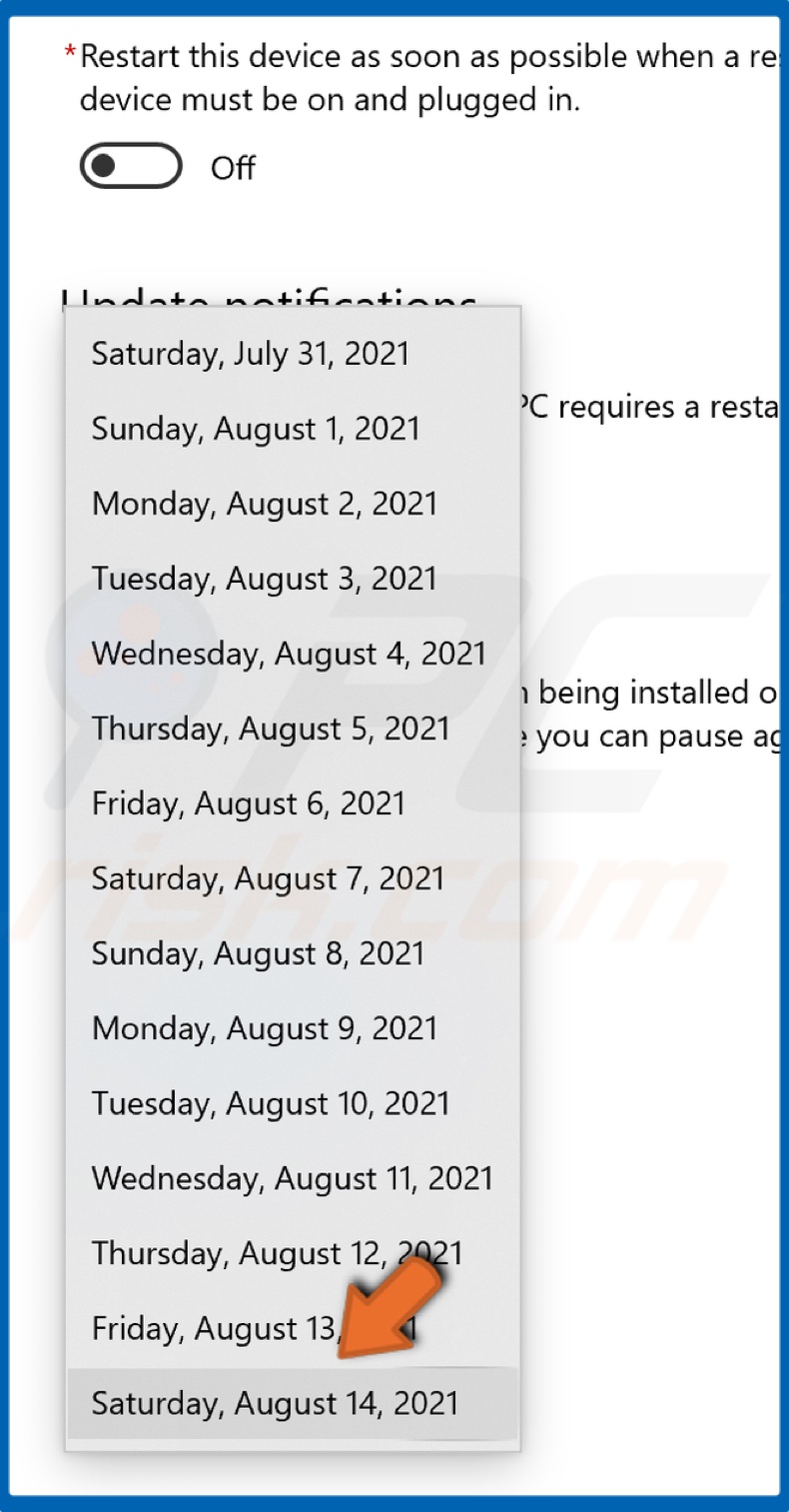 Select the furthest available date