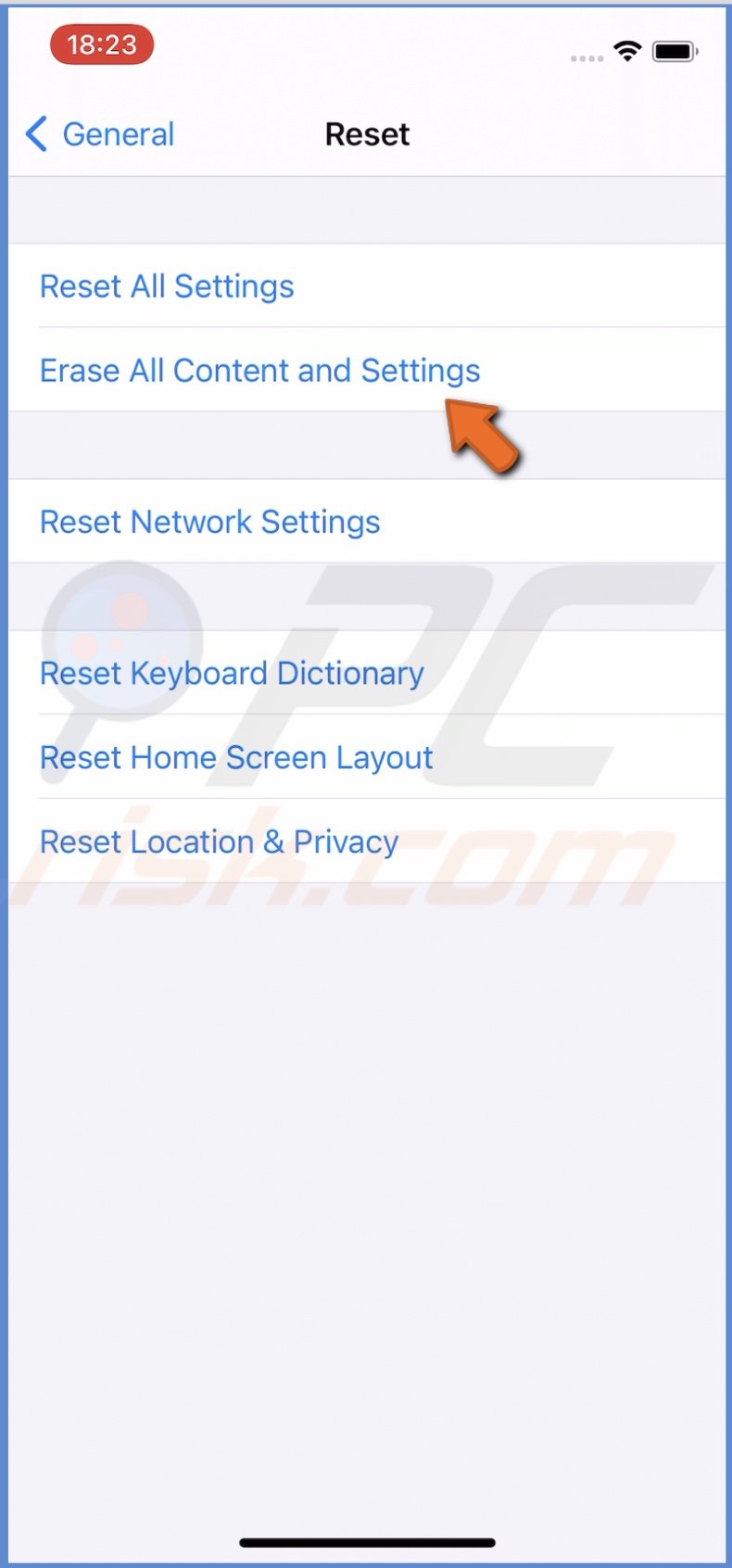 Reset iPhone to factory settings