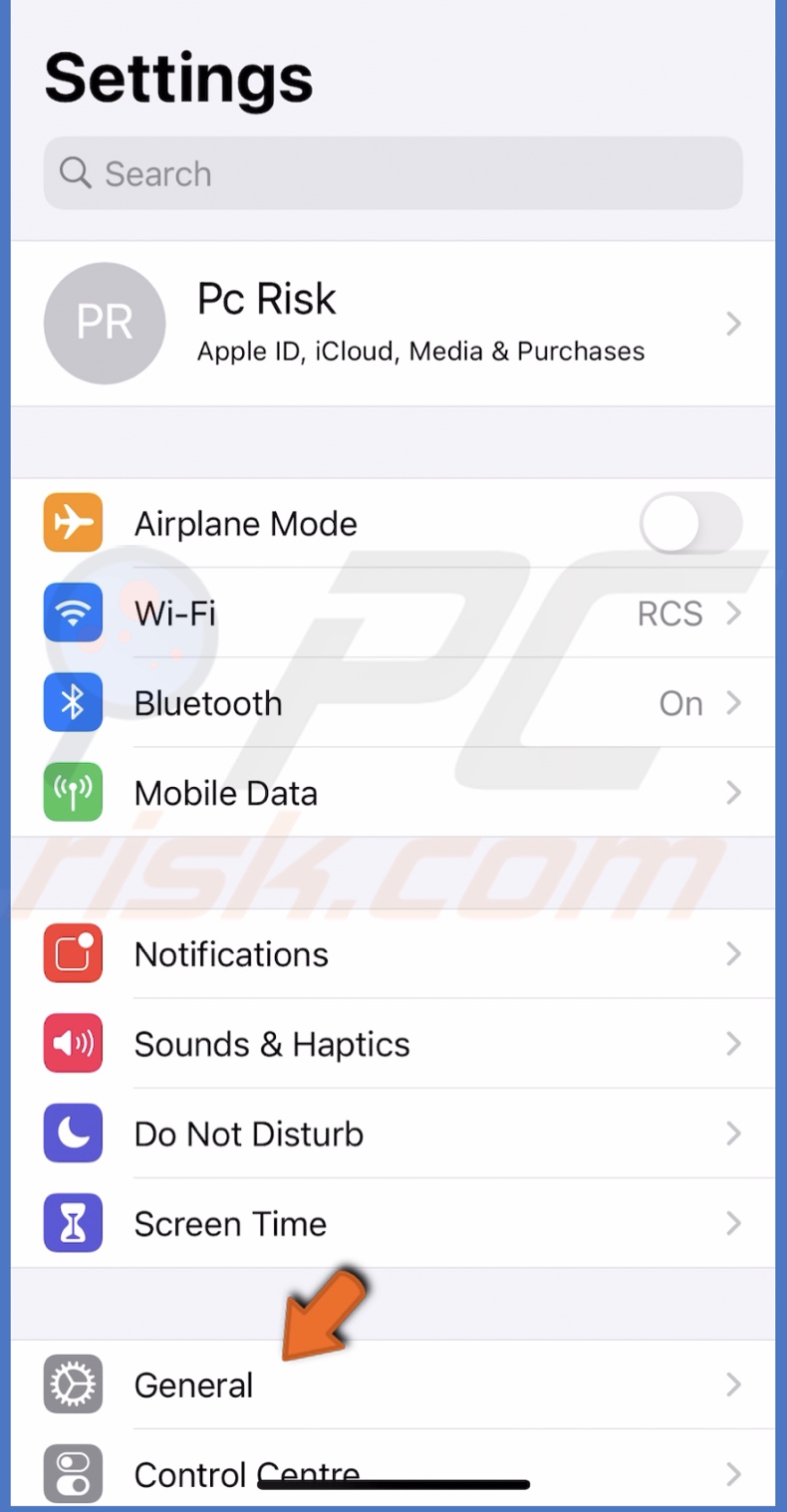 Go to General settings