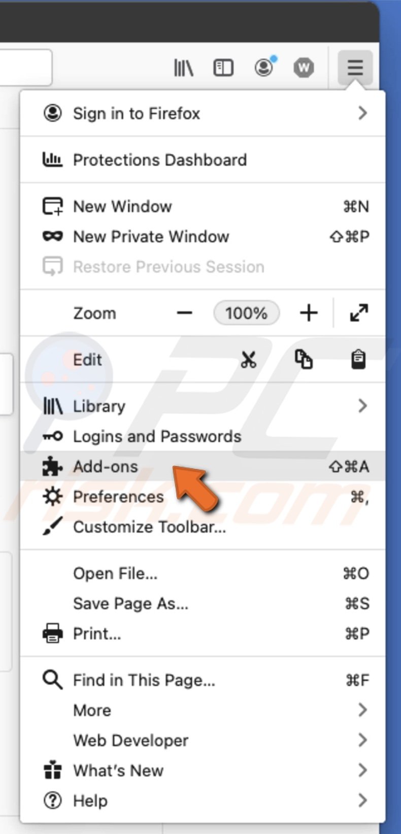Go to Add-ons in Firefox