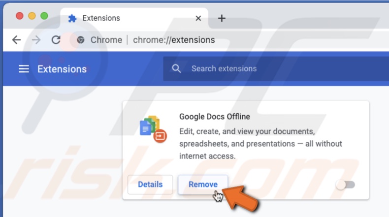 Remove extension in Chrome