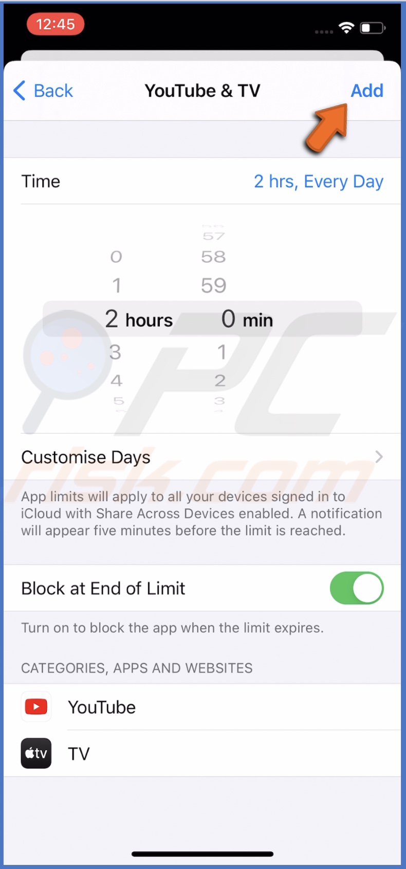 Set choosen app limit duration