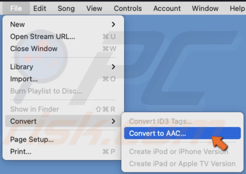 Click on Convert to AAC