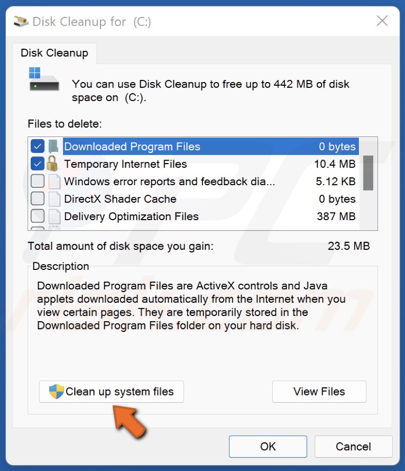 Click Clean Up System Files