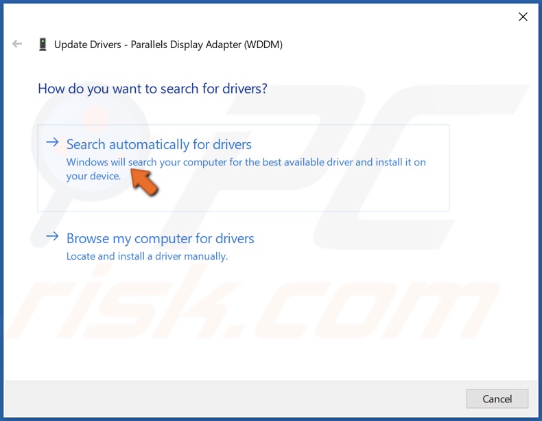 Click Search automatically for drivers
