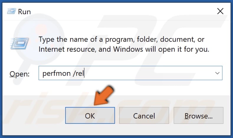Type in perfmon /rel in Run and click OK