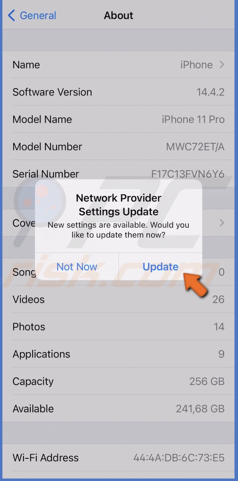 Update carrier settings