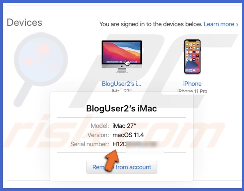 View Mac serial number in Apple ID