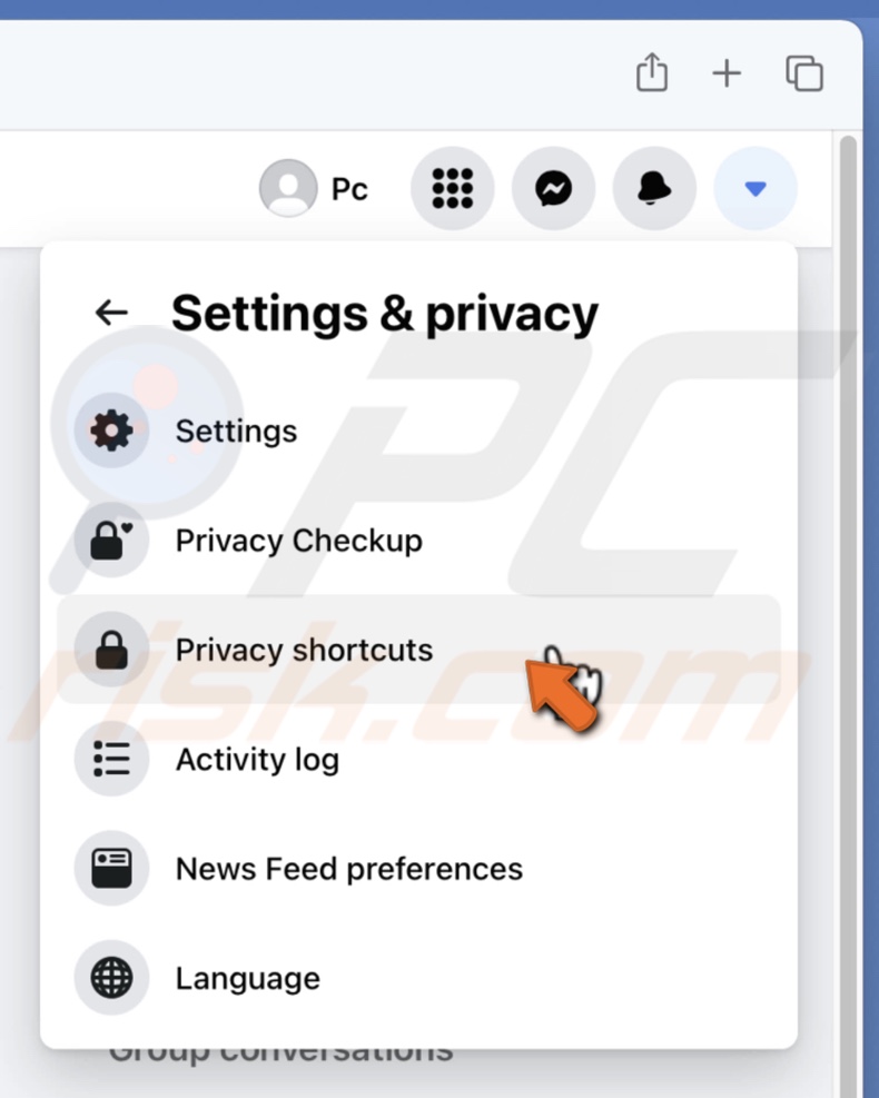 Go to Privacy Shortcuts