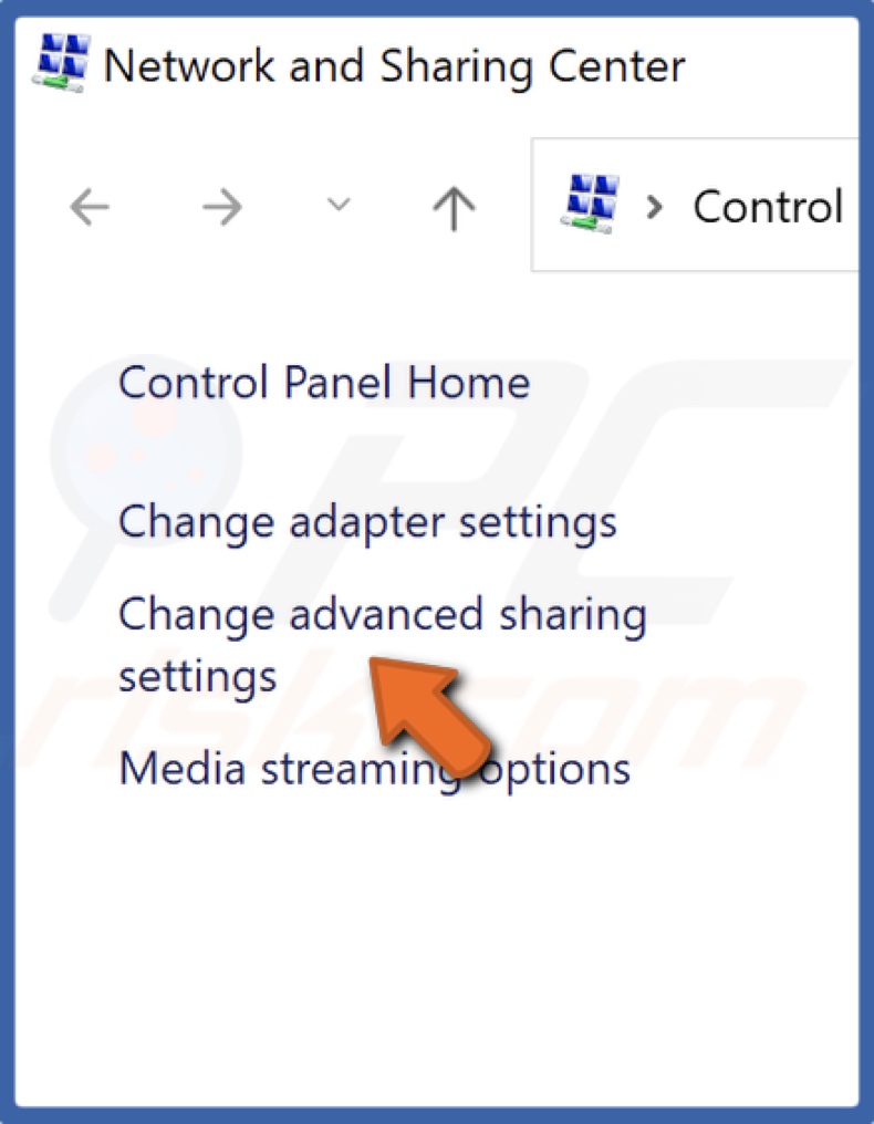 Select Change advanced sharing settings