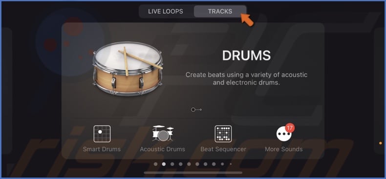 Tap on Tracks and choose an instrument