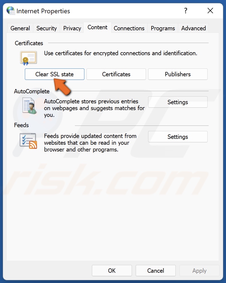 Click Clear SSL state and click OK