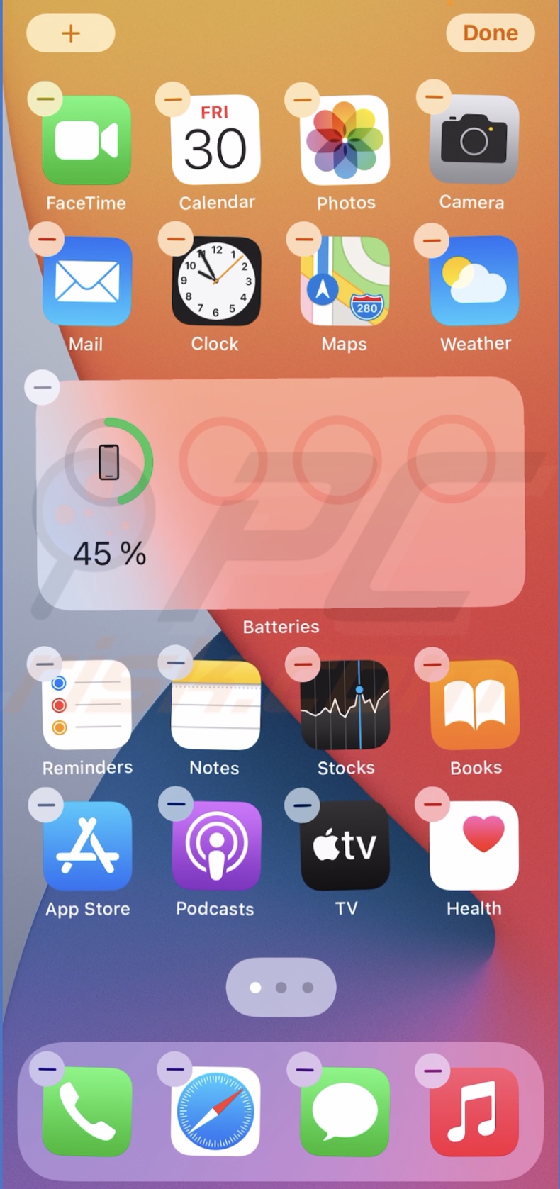 Battery widget added to home screen