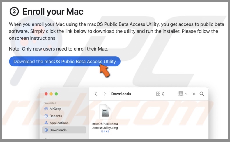 Click on Download macOS Public Beta Access Utility