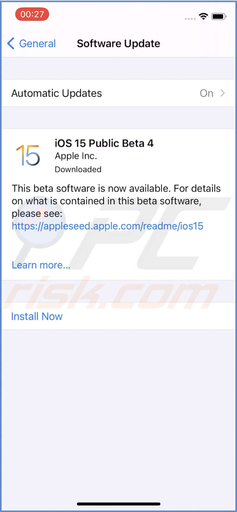 Proceed the iOS15 installation