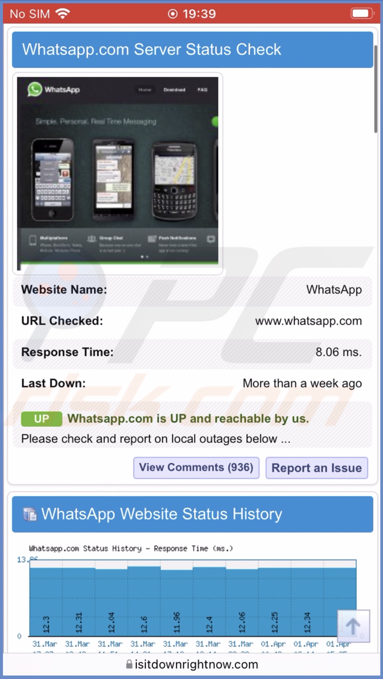 Check WhatsApp server status