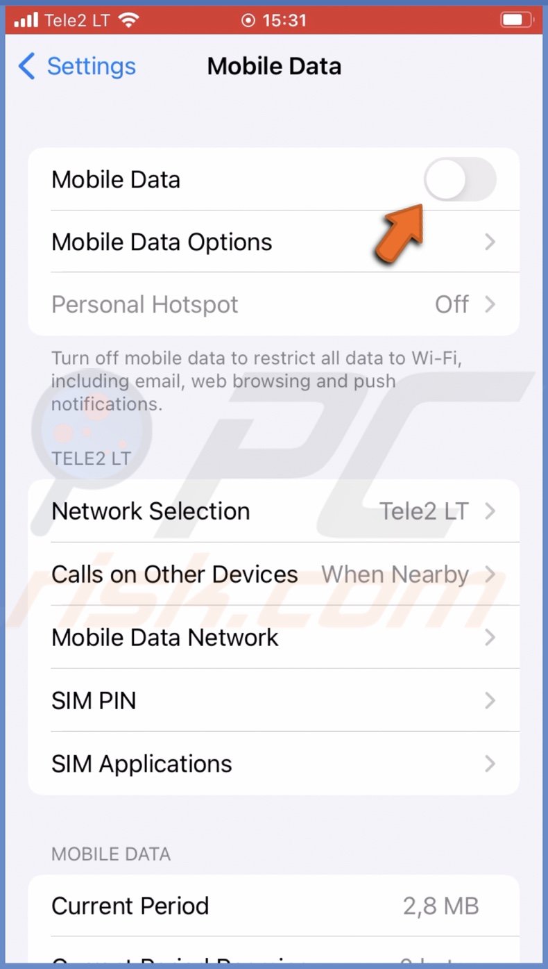 Disable Mobile Data