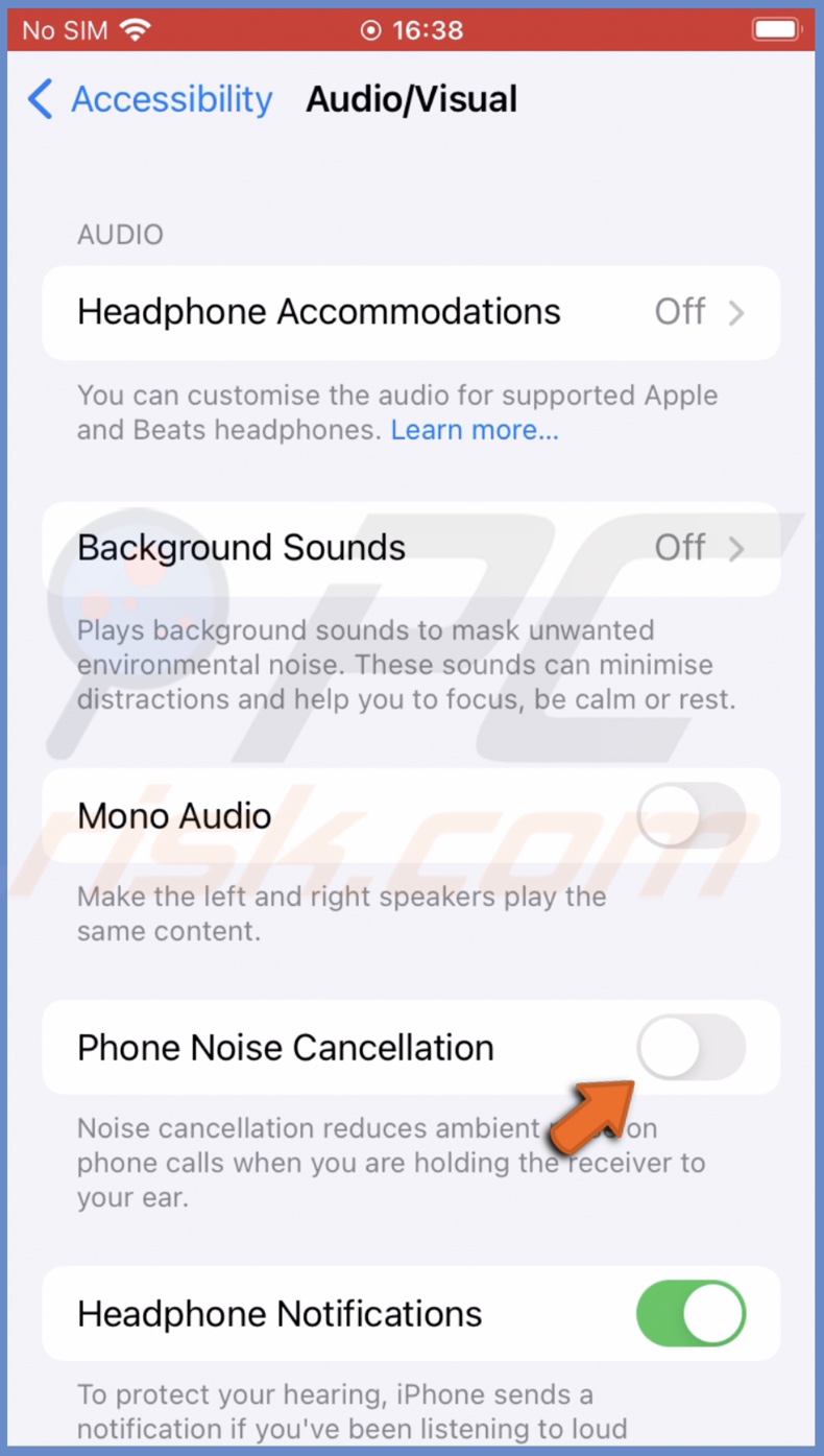 Disable Phone Noise Cancellation