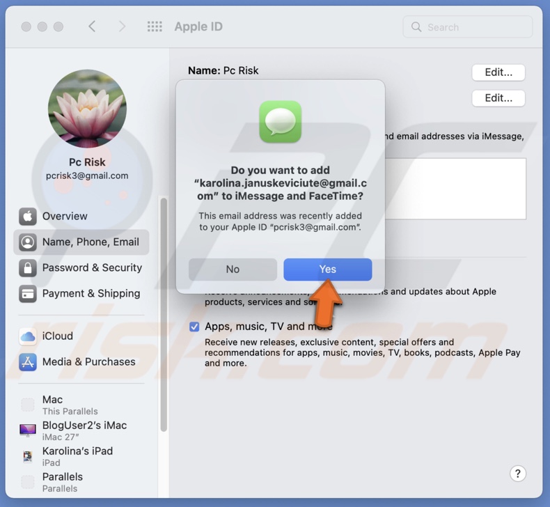 Add email to iMessage and FaceTime on Mac