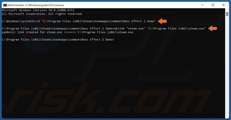 Create a symbolic link using Command Prompt