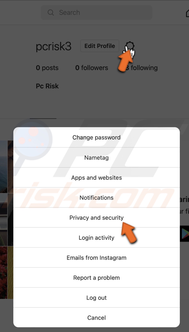 Click on Privacy and Security