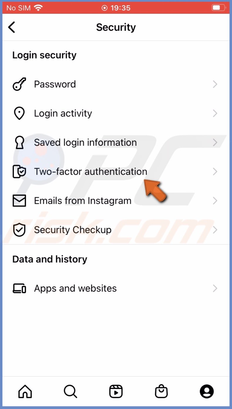 Tap on Two-Factor Authentication