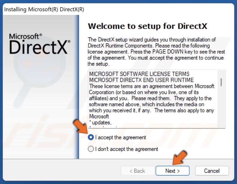 Accept the license agreement and click Next