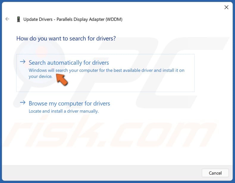 Click Search automatically for drivers