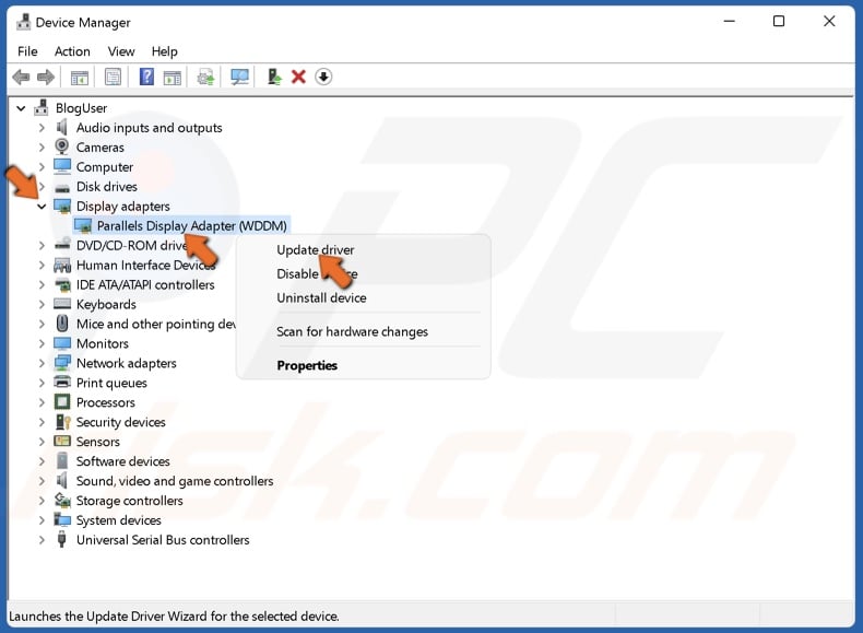 Right-click your display adapter and click Update driver