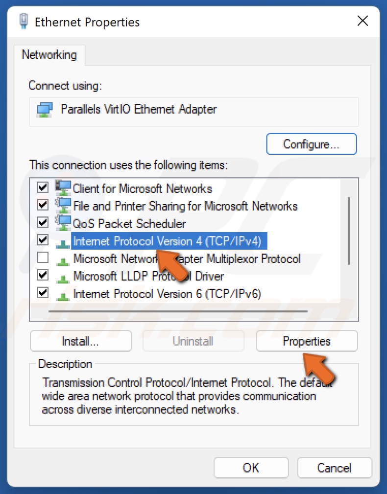 Select Internet Protocol Version 4 and click Properties