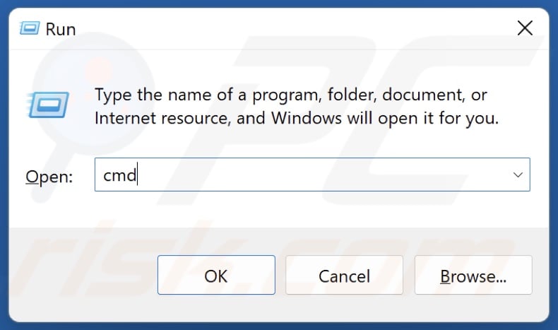 Type in CMD in the Run dialog box and hold down Ctrl+Shift+Enter keys to open the elevated Command Prompt