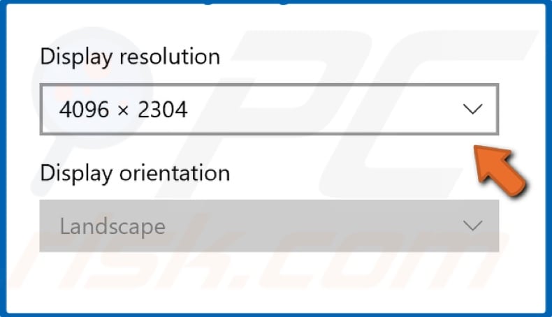 Open the Display resolution drop-down menu