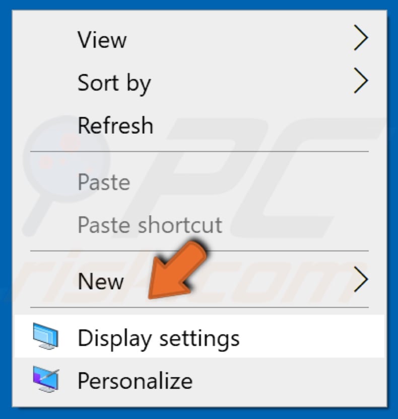 Right-click desktop and select Display settings
