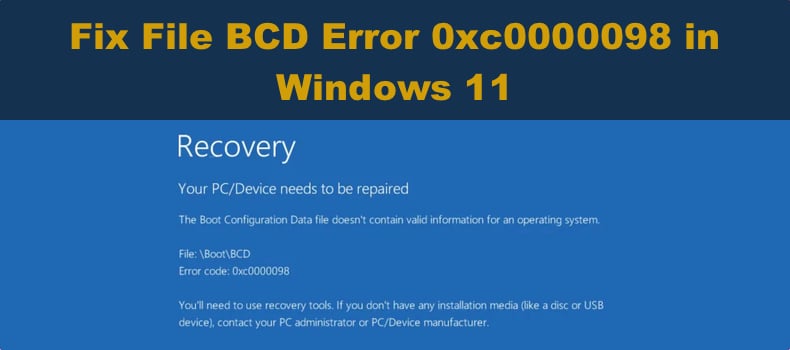 BCD Error 0xc0000098
