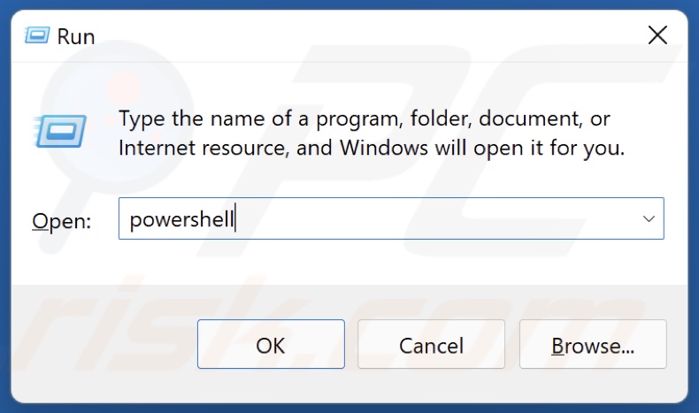Type in powershell in Run and open PowerShell as an administrator