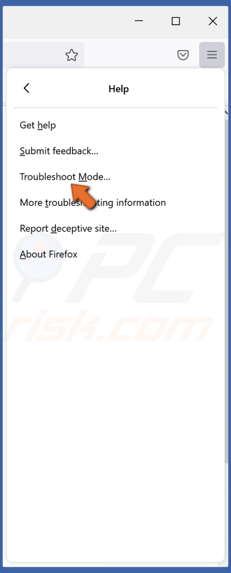 Click Troubleshoot Mode