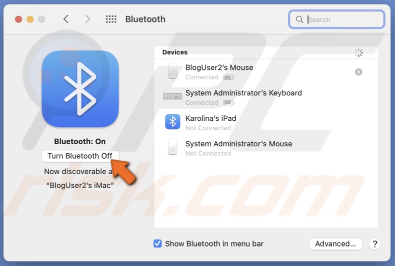 Disable Bluetooth