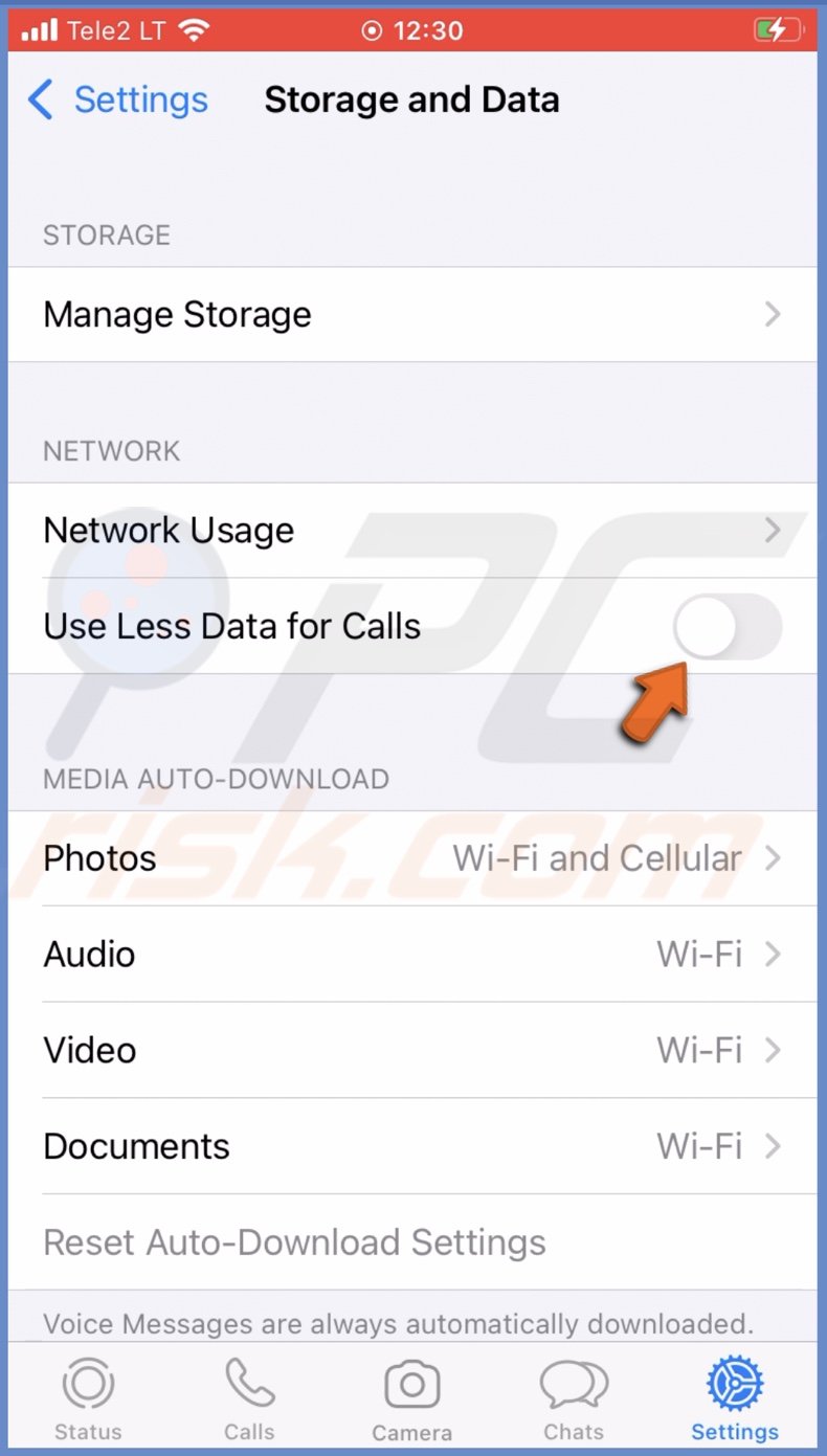 Disable Use Less data for Calls